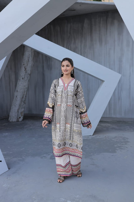 Ash Gary Digital 2 Pcs Coord Set