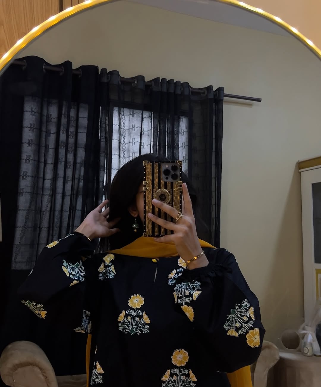 Sunlight Flower Black 2PC/3PC Suit – Premium Summer Linen