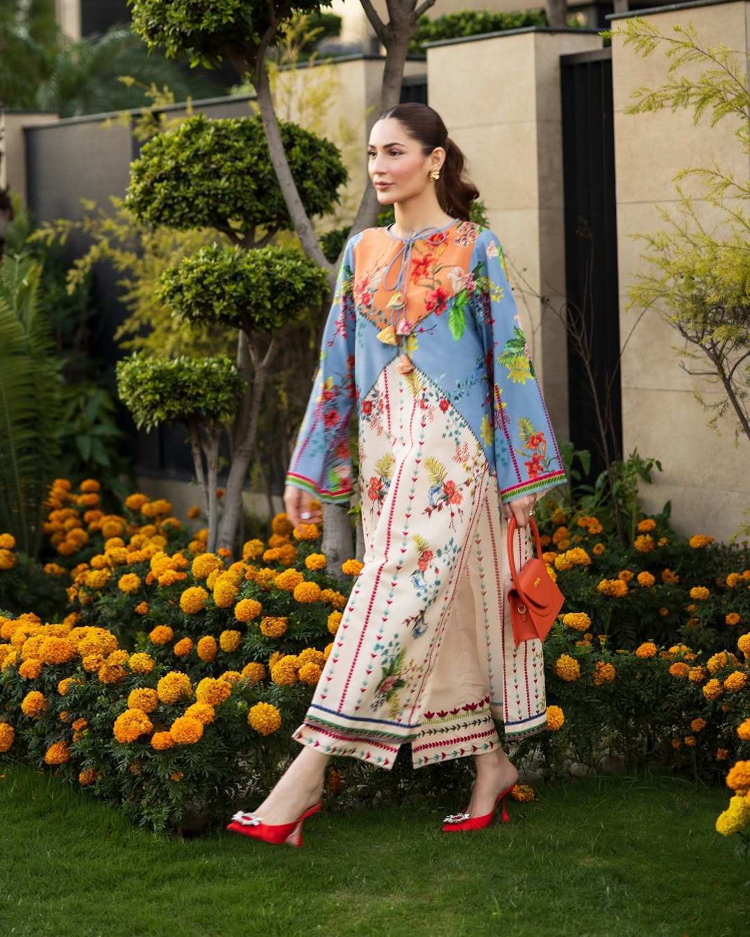 SUNSET BLOOM Co-Ord Set – Silky Lawn 2-Piece