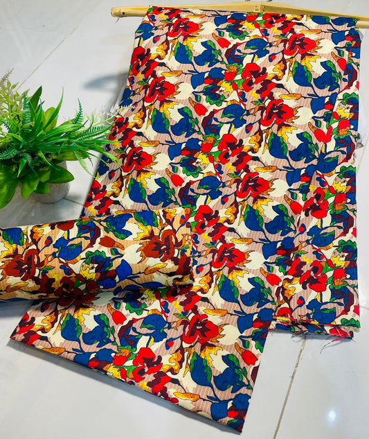 Summer Unstitched Cotton Suit - Digital Premium Fabric - 4.5 meter 2pc
