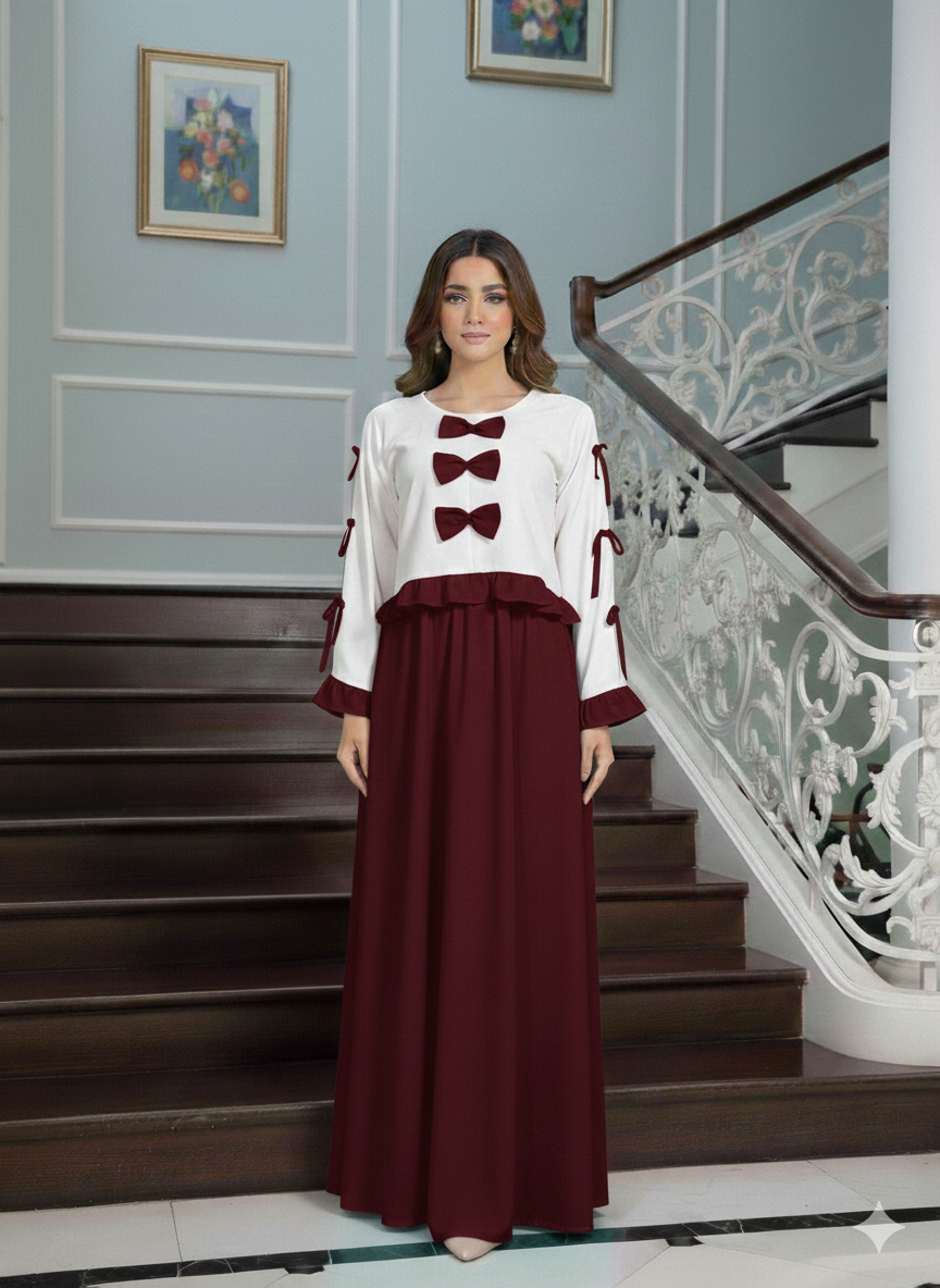 Bow Pookie Maxi 🎀 Mehroon