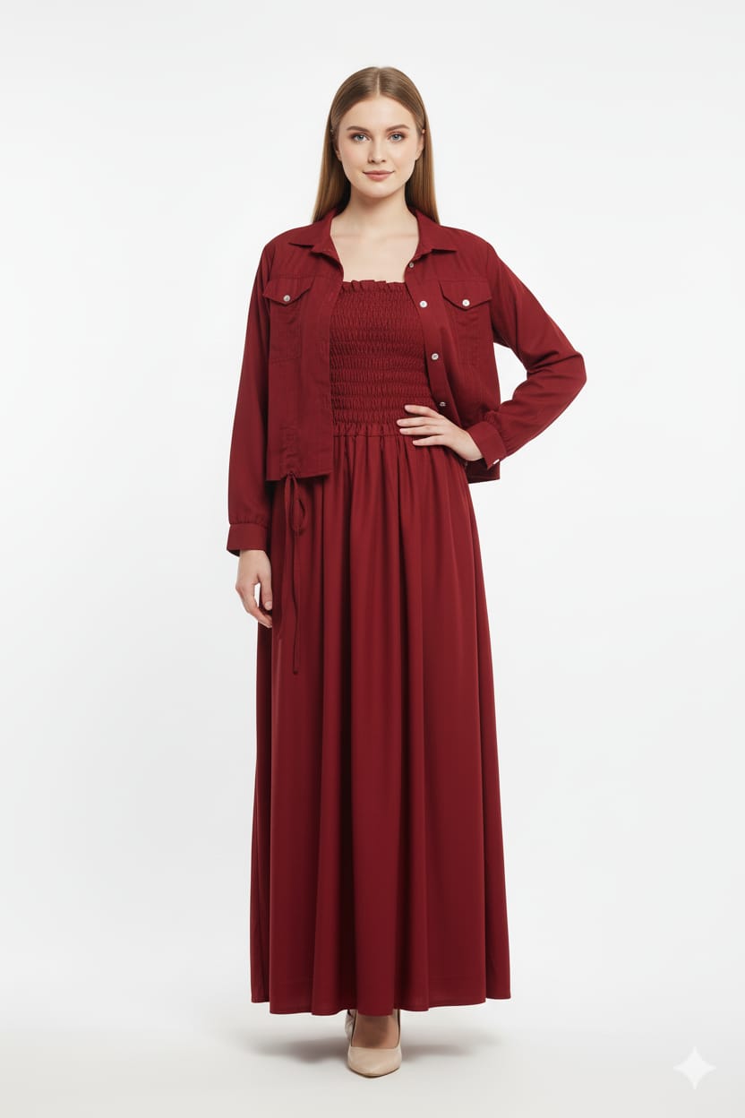 Jacket style Maxi MEHROON