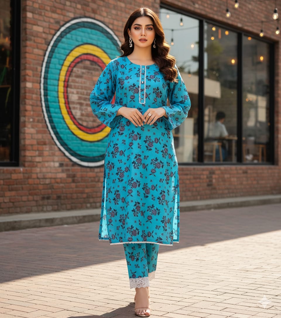 Digital Cotton Stitched 2pc Suit S M L XL